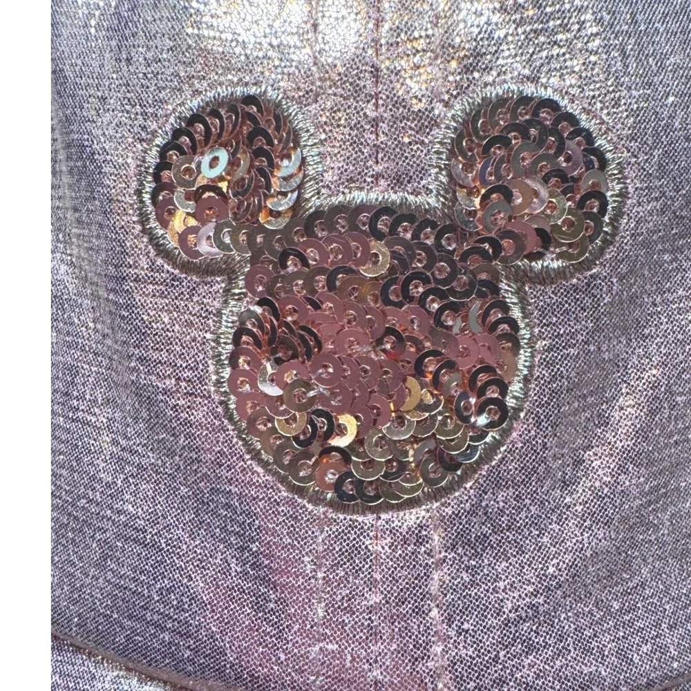 Disney Baseball Cap Rose Gold Metallic Mickey Mouse Sequin Hat